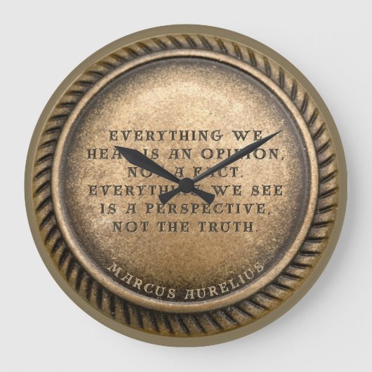 Marcus Aurelius Quote Opinionated Coin Große Wanduhr (Vorderseite)