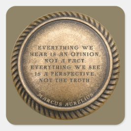 Marcus Aurelius Quote Opinionated Coin Quadratischer Aufkleber