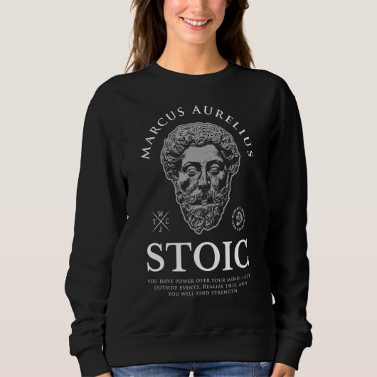 Marcus Aurelius Quote u201CFind Strengthu201D Stoi Sweatshirt (Vorderseite)