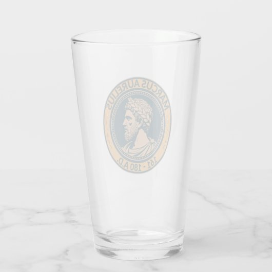 Marcus Aurelius Roman Emperor Illustration Badge Glas (Rückseite)