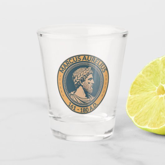 Marcus Aurelius römischer Kaiser Illustration Badg Schnapsglas (Vorderseite)