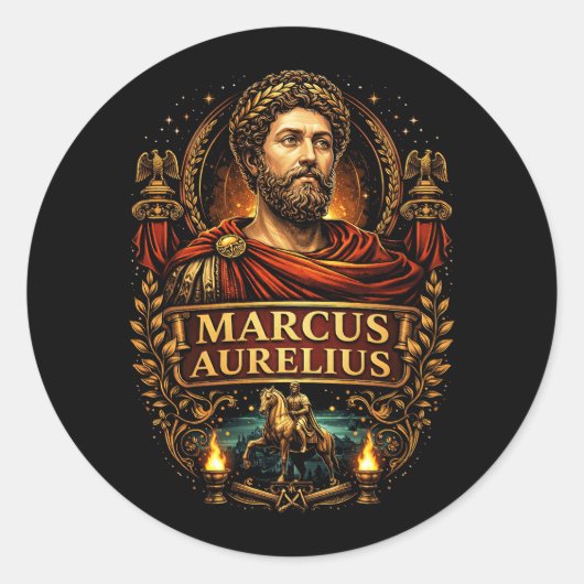 Marcus Aurelius Runder Aufkleber (Vorderseite)