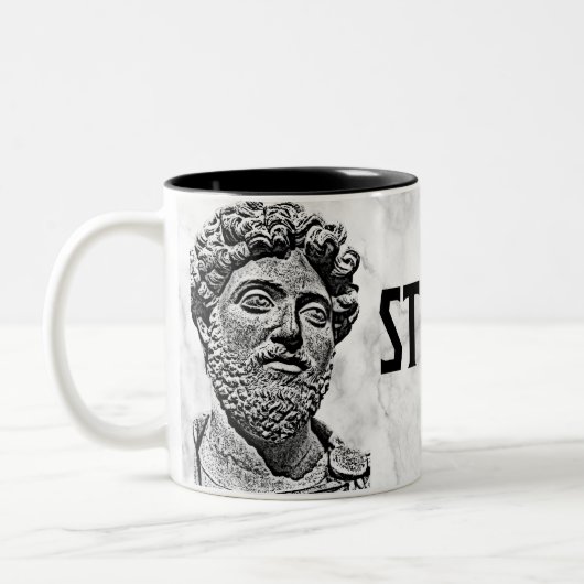 Marcus Aurelius - Stoic On! Zweifarbige Tasse (Links)