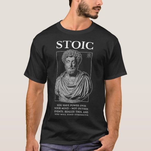 Marcus Aurelius u201CFind Strengthu201D Stoicism Q T-Shirt (Vorderseite)