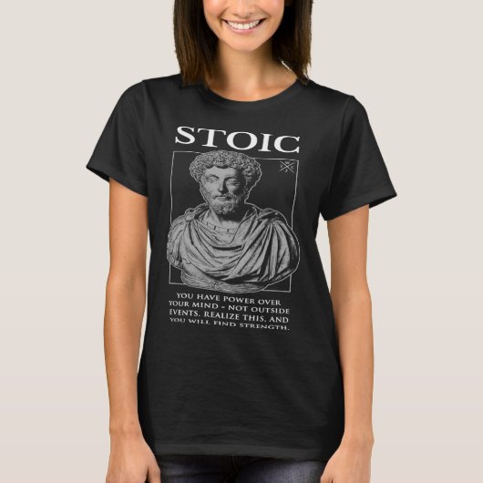 Marcus Aurelius u201CFind Strengthu201D Stoicism Q T-Shirt (Vorderseite)