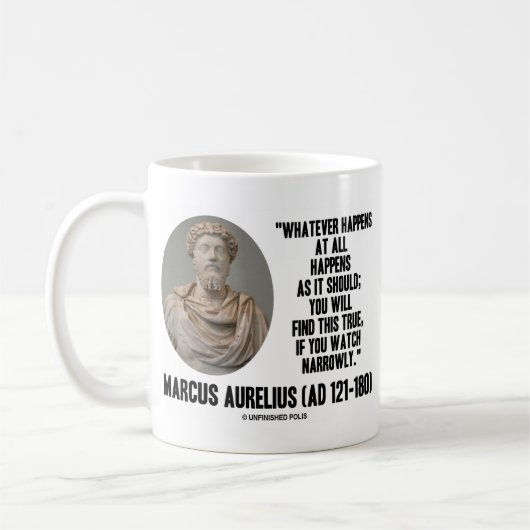 Marcus Aurelius Was auch immer passiert Kaffeetasse (Links)