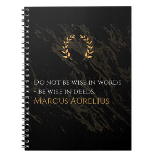 Marcus Aurelius Weisheit: Aktionen sprechen laut Notizblock