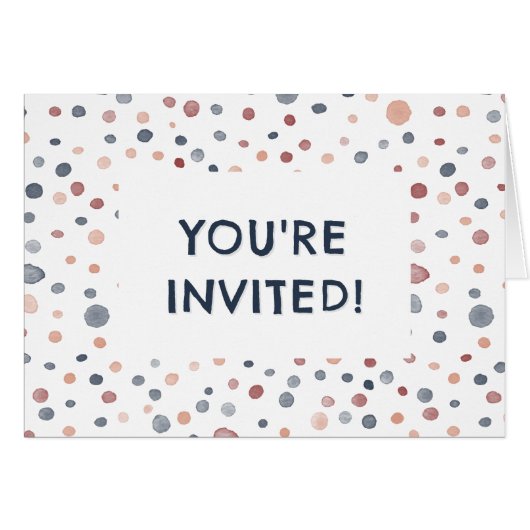 Marcus Confetti Watercolor Dots Birthday Invite (Vorderseite (Horizontal))