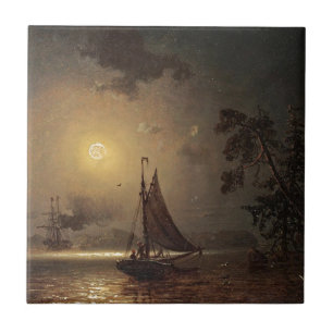 Marcus Larson nächtliche Reise Mond Nacht Vintag. Fliese