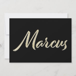 Marcus Name white gold Handwriting Karte