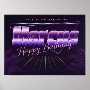 Marcus Vorname lila retro Poster Geburtstag