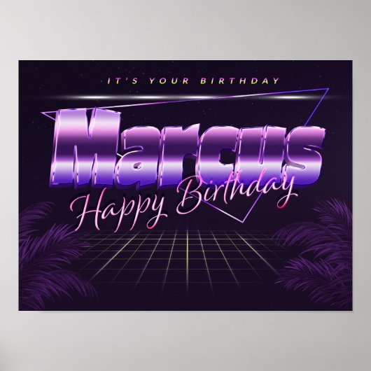 Marcus Vorname lila retro Poster Geburtstag (Vorne)