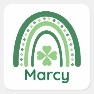 Marcy Name Clover Boho Regenbogen Quadratischer Aufkleber