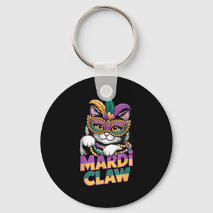 Mardi Claw Katze Kätzchen Maskerade Maske Lila Grü Schlüsselanhänger
