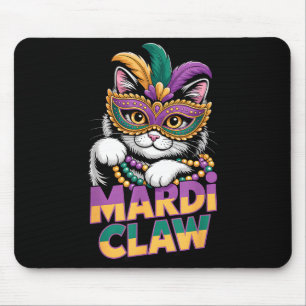 Mardi Claw Katze Kitten Maskerade Maske Lila Grün Mousepad