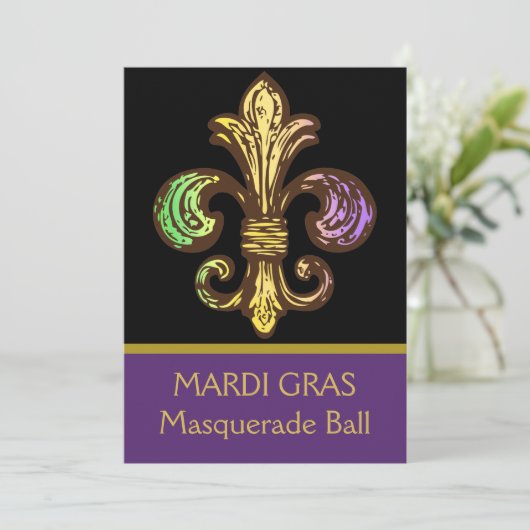 Mardi Fleur de Gras Einladung (Stehend Vorderseite)