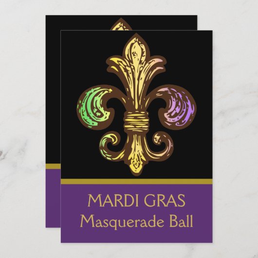 Mardi Fleur de Gras Einladung (Vorne/Hinten)
