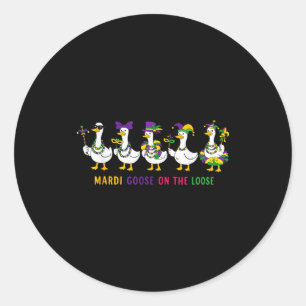 Mardi Goose auf freiem Fuß Mardi Gras Verrückte Ga Runder Aufkleber