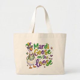 Mardi Goose Tote Bag – Funny Animal Mardi Gras Car Jumbo Stoffbeutel