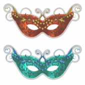 Mardi Gra Beaded Feathers Masken Aufkleber (Vorderseite)