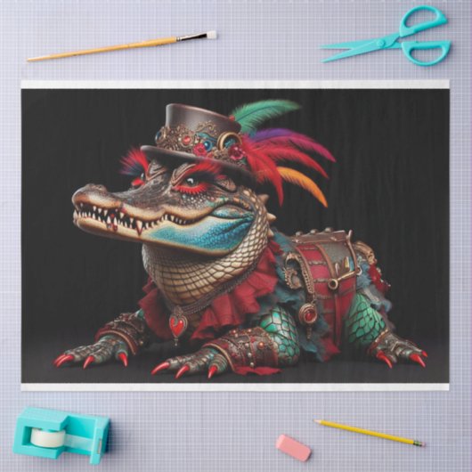 Mardi Gra Farbiger Alligator Decoupage Seidenpapier (Basteln)