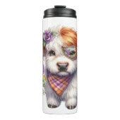 Mardi Gra Highland Cow Thermosbecher (Vorderseite)