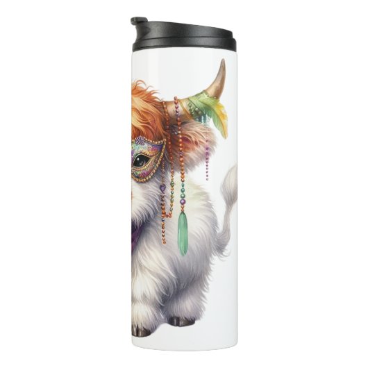 Mardi Gra Highland Cow Thermosbecher (Nach rechts gedreht)