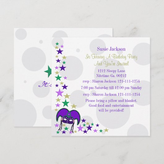 Mardi Gra Party Einladungen (Vorne/Hinten)