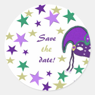 Mardi Gra Themed Save the Date Stickers