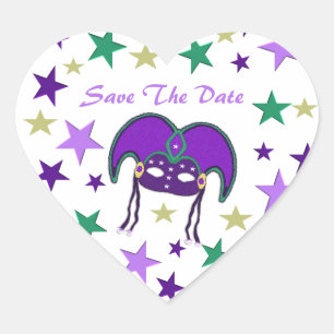 Mardi Gra Themed Save the Date Stickers
