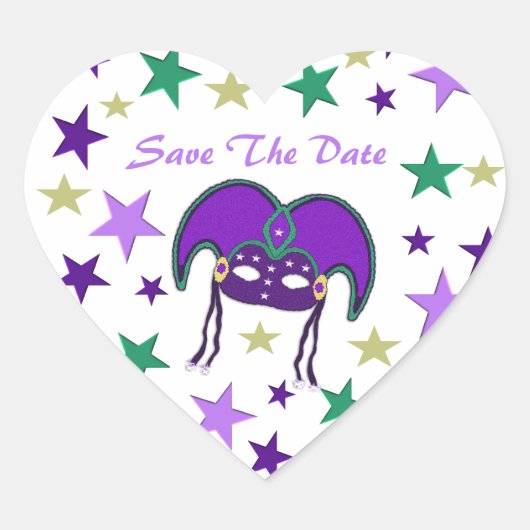 Mardi Gra Themed Save the Date Stickers (Vorderseite)