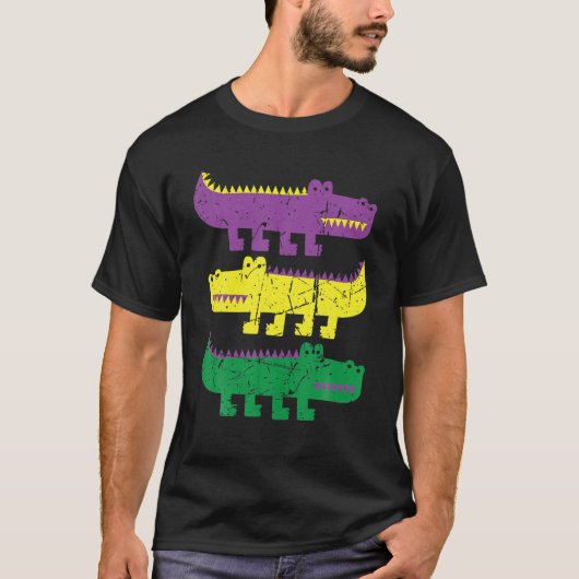 Mardi Grad Alligators 3 Alligators Funny Mardi Gra T-Shirt (Vorderseite)
