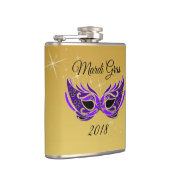 Mardi Gras 2018 Maske auf Gold Flachmann (Rechts)