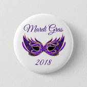 Mardi Gras 2018 Maske Button (Vorderseite)