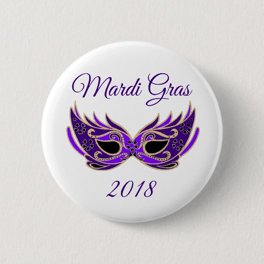 Mardi Gras 2018 Maske Button (Vorderseite)