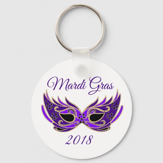 Mardi Gras 2018 Maske Schlüsselanhänger (Vorderseite)