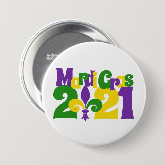 Mardi Gras 2021 fleur-de-lis Button (Vorne & Hinten)