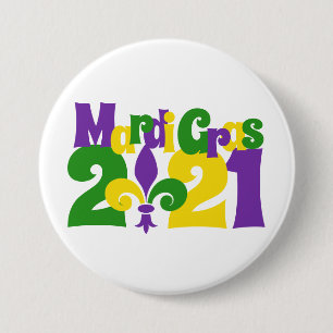 Mardi Gras 2021 fleur-de-lis Button