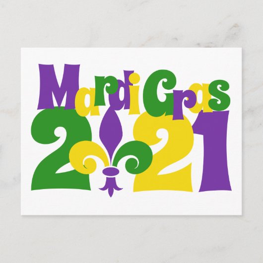 Mardi Gras 2021 fleur-de-lis Postkarte (Vorderseite)