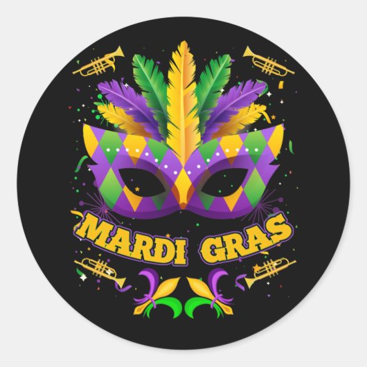 Mardi Gras 2022 Girls Mask Beads New Orleans Party Runder Aufkleber (Vorderseite)