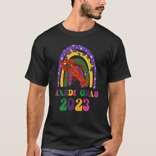 Mardi Gras 2023 Krawfish Rainbow Madri Gras Festiv T-Shirt (Vorderseite)