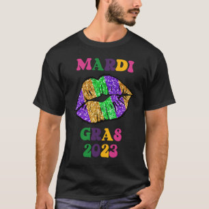 Mardi Gras 2023 Lippen für Frauen Karneval Kostüm T-Shirt