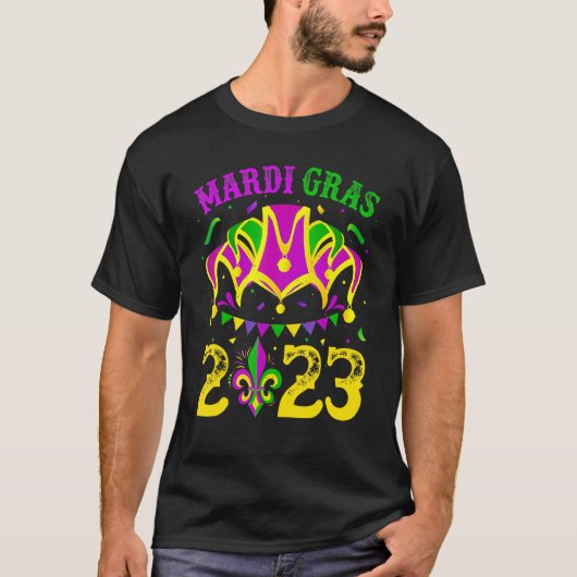 Mardi Gras 2023 Maskenperlen Kostüm Männer Frauen T-Shirt (Vorderseite)