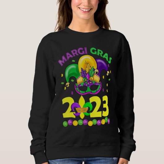 Mardi Gras 2023 Womens Girls Mask Beads New Orlean Sweatshirt (Vorderseite)