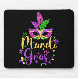 Mardi Gras 2024 Frauen Mädchen Maske Perlen New Or Mousepad