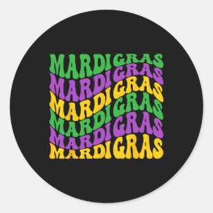Mardi Gras 2024 Girls Mask Beads New Orlean Runder Aufkleber