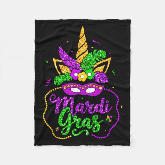 Mardi Gras 2024 Mask Beads New Orlean Party Women  Fleecedecke (Vorderseite)