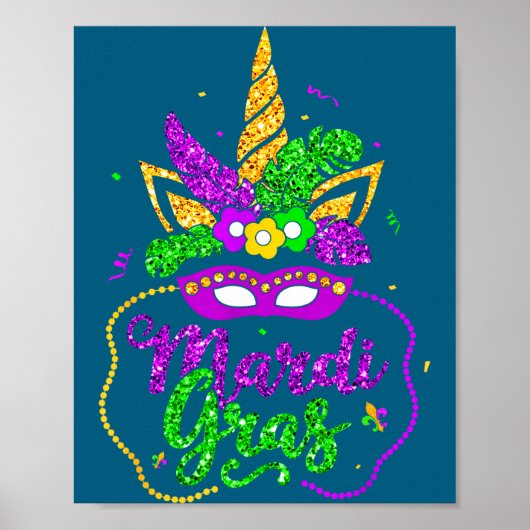 Mardi Gras 2024 Mask Beads New Orlean Party Women Poster (Vorne)