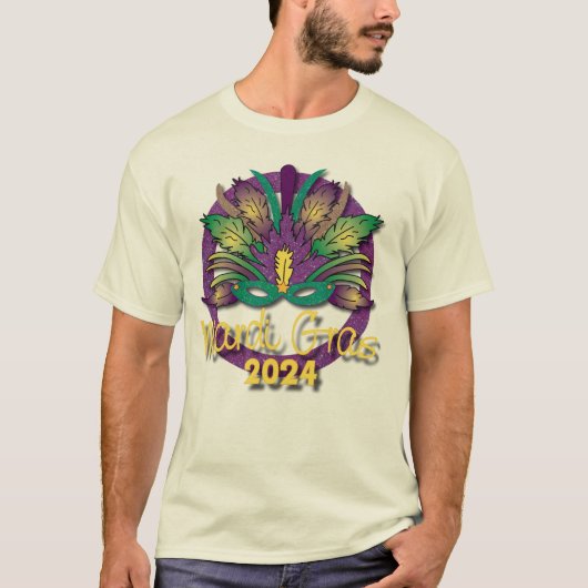 Mardi Gras 2024 Maske T - Shirt (weiß) (Vorderseite)