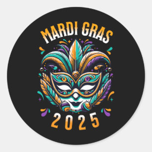Mardi Gras 2025 Carnaval Jazz Runder Aufkleber